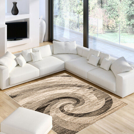 Cora // Ivory + Brown Rug (5'7"L x 3'11"W)