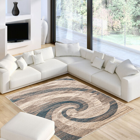 Cora // Ivory + Blue Rug (5'7"L x 3'11"W)