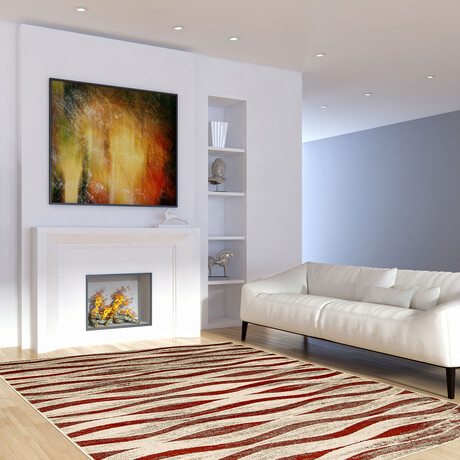 Neela // Ivory + Red Rug (5'7" x 3'11")