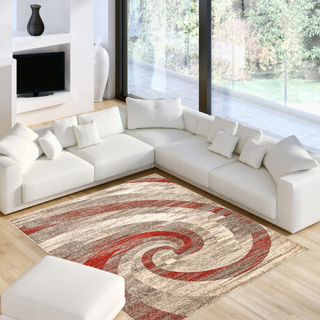 Cora // Ivory + Red Rug (5'7"L x 3'11"W)
