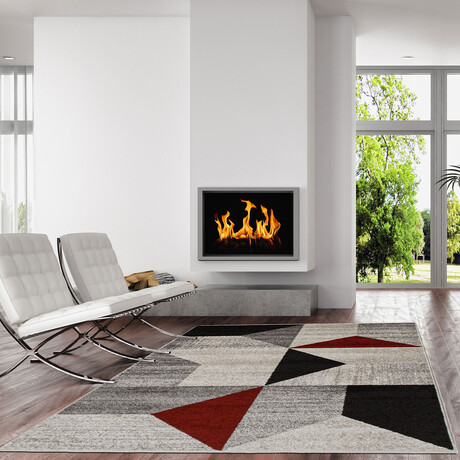 Harlow // Gray + Red (5'7"L x 3'11"W)