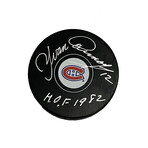 Yvan Cournoyer // Signed Puck + Inscription // Montreal Canadians