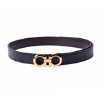 Salvatore Ferragamo // Logo Cut-To-Fit Reversible Belt // Black + Brown