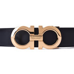 Salvatore Ferragamo // Logo Cut-To-Fit Reversible Belt // Black + Brown