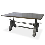 KNOX Adjustable Coffee to Dining Table // Industrial Iron Crank // Ebony Top