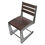 Zing Industrial Dining Chair // Rugged Steel Frame + Hardwood Seat // Set of 2