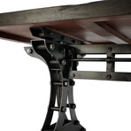 Longeron Industrial Dining Table // Adjustable Height + Casters // Rustic Ebony