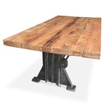 Craftsman Industrial Dining Table // Adjustable Height + Iron Base // Rustic Top
