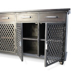 Industrial Bar Cart Console Mobile Storage Cabinet // Casters + Metal Frame