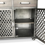 Industrial Bar Cart Console Mobile Storage Cabinet // Casters + Metal Frame