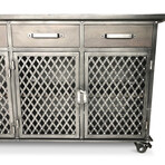 Industrial Bar Cart Console Mobile Storage Cabinet // Casters + Metal Frame