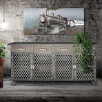 Industrial Bar Cart Console Mobile Storage Cabinet // Casters + Metal Frame