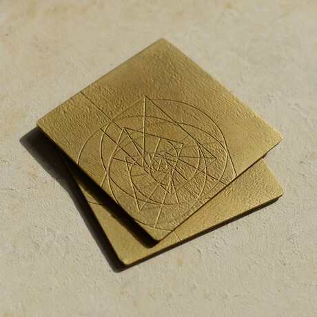 PHI Coaster // Set of 2 (Aged Brass)