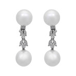 18k White Gold Diamond + South Sea Pearl Earrings // Store Display