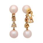 18k Yellow Gold Diamond + Pearl Earrings // Store Display