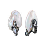 18k White Gold Diamond + Pearl Earrings III // Store Display