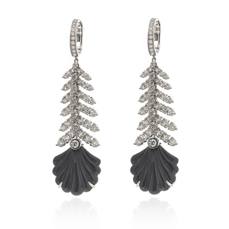 Adrienne 18k White Gold Diamond + Onyx Earrings II // Store Display