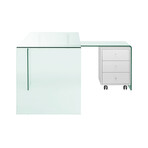 CHLOE Office Desk // Clear Glass + White Gloss