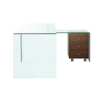 CHLOE Office Desk // Clear Glass + Walnut Veneer