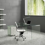 CHLOE Office Desk // Clear Glass + White Gloss