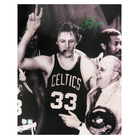 Larry Bird Boston Celtics Autographed 16'' x 20'' Smoking Cigar