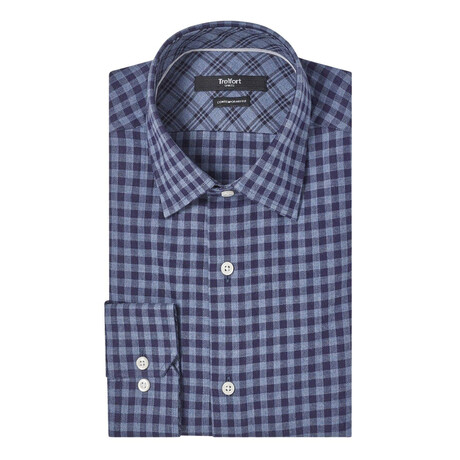 The Williams Flannel Contemporary Fit Shirt // Navy + Blue (S)