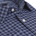 The Williams Flannel Contemporary Fit Shirt // Navy + Blue (S)