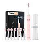 E11 // Pink Electric Toothbrush + 8 Heads + White Travel Case