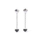 Amore Cuore 18k White Gold Chain-Link Diamond Heart Earrings // New