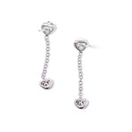Amore Cuore 18k White Gold Chain-Link Diamond Heart Earrings // New