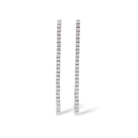 18k White Gold Diamond Dangle Earrings // New