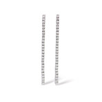 18k White Gold Diamond Dangle Earrings // New