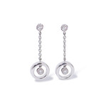 18k White Gold Bullseye Diamond Drop Earrings // New