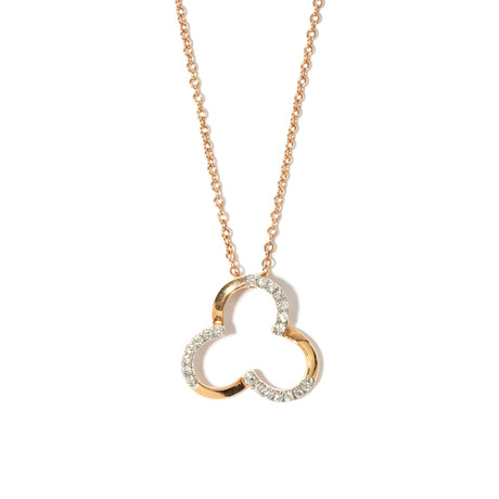 18k Rose Gold Diamond Clover Necklace // 16.25" // New