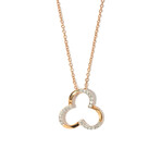 18k Rose Gold Diamond Clover Necklace // 16.25" // New
