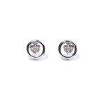 18k White Gold Diamond Rounded Heart Earrings II // New