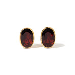 18k Yellow Gold + Crimson Garnet Clip-On Earrings // New