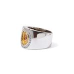 18k Tri Color Gold Diamond + Sapphire Circle Ring // Ring Size: 7.75 // New