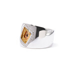 18k Tri Color Gold Diamond + Sapphire Square Ring // Ring Size: 7 // New