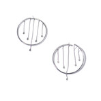 18k White Gold Diamond Dangly Hoop Earrings II // New