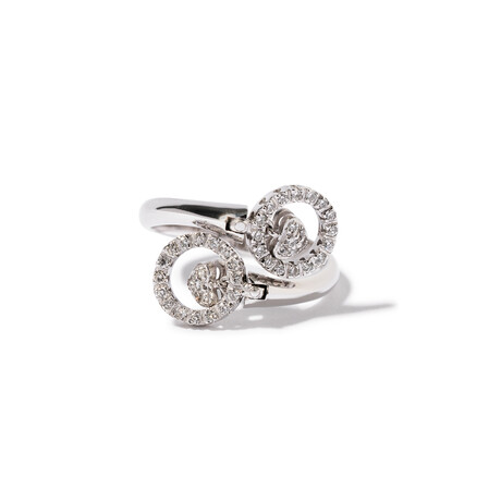 18k White Gold Diamond Rounded Hearts Ring // Ring Size 6.75 // New