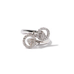 18k White Gold Diamond Rounded Hearts Ring // Ring Size 6.75 // New