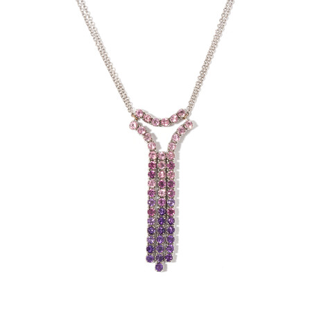18k White Gold Amethyst + Rhodolite + Tourmaline Necklace // 16" // New