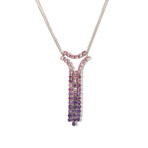 18k White Gold Amethyst + Rhodolite + Tourmaline Necklace // 16" // New