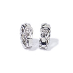 18k White Gold Diamond Paisley Cuff Earrings // New