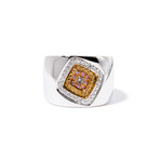 18k Tri Color Gold Diamond + Sapphire Square Ring // Ring Size: 7 // New