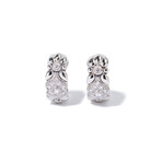 18k White Gold Diamond Paisley Cuff Earrings // New