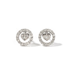 18k White Gold Diamond Rounded Heart Earrings I // New