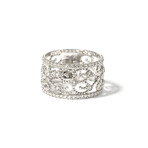 18k White Gold Diamond Wide Open Ring // Ring Size 6.75 // New