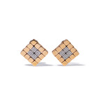 18k White Gold + 18k Rose Gold Diamond Stud Earrings // New